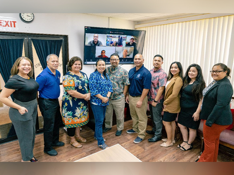 The CNMI Small Business Development Center at the Northern Marianas College recently welcomed SBA Guam Branch Manager Ken Lujan for a Site Visit Cursory Review and hosted its Inaugural Advisory Council Meeting. In photo from left: Nadine Deleon Guerrero (CNMI SBDC Network Director), Kenneth Lujan (SBA Guam Branch Manager), Cecilia Fitial (President, Commonwealth Women's Association), Dr. Barbara Hunter (Interim Director, NMC School of Business), Dave Guerrero (Economic Development Manager, Commonwealth Economic Development Authority), Kioshi Cody (Acting Director of Economic Development, CNMI Department of Commerce), Roman Tudela (CNMI SBDCN Marketing Manager/Outreach Specialist), Charmaine Hofschneider (CNMI SBDCN Administrative Office Manager), Mercilynn Palec (CNMI SBDC Associate Network Director), Adelpha Magofna (CNMI SBDCN Administrative Office Manager). Individuals who attended the meeting via zoom are: Benjamin Huk Borja (Tinian SBDC Director/Business Advisor), Phillip Mendiola-Long (President, Tinian Chamber of Commerce); Bottom L-R: Allen Perez (Chief of Staff, Office of the Mayor of Tinian), Joe C. Guerrero (President, Saipan Chamber of Commerce).